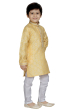 Block Printed Silk Kurta Pajama set in Yellow