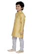 Block Printed Silk Kurta Pajama set in Yellow