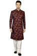 All-over printed Indo-Western Sherwani in Red