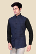Blue Checkered Pattern Nehru Jacket  