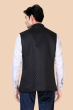 Printed Jacquard Nehru Jacket In Black 