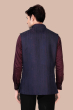 Printed Jacquard Nehru Jacket In Purple 