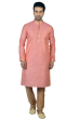 Printed Dupion Silk Kurta Pajama Set in Pink
