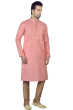Printed Dupion Silk Kurta Pajama Set in Pink