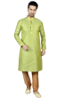 Printed Dupion Silk Kurta Pajama Set in Green