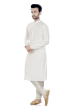 White Cotton Embroidered Chikan Sequeined Kurta Pajama
