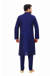 Classic Silk Dupion Kurta Pajama Set In Dark Blue