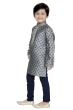 Brocade Silk Design Kurta Pajama Set In Grey