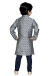 Brocade Silk Design Kurta Pajama Set In Grey