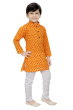 Dotted Print Cotton Kurta Pajama Set In Orange