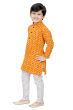 Dotted Print Cotton Kurta Pajama Set In Orange