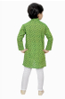 Dotted Print Cotton Kurta Pajama Set In Green