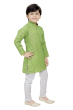 Dot Printed Cotton Kurta Pajama Set in Green