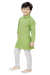 Dot Printed Cotton Kurta Pajama Set in Green