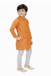  Dot Printed Cotton Kurta Pajama Set in Orange