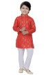 Red Printed Cotton Kurta Pajama Set