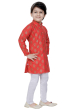 Red Printed Cotton Kurta Pajama Set