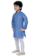 Blue Printed Cotton Kurta Pajama Set