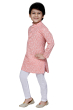 Printed Cotton Kurta Pajama Set in Light Pink