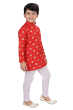 Red Cotton Kurta Pajama set in Block Print