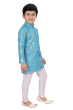 Light Blue Cotton Kurta Pajama set in Block Print