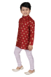 Traditional Red Cotton Kurta Pajama set in Floral Block Print