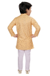 Kurta Pajama Set in Pale Yellow with Gold Paisley Design