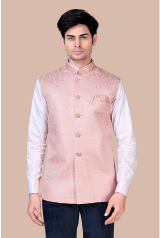Powder Pink Nehru Jacket with Geometric Mirrorwork Embroidery. |  Embroidered silk, Aza fashion, Embroidered