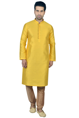 Solid Yellow Color Kurta Pajama Set