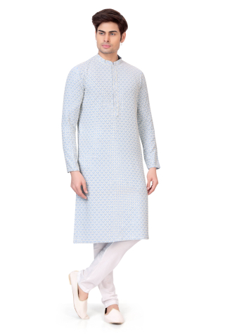 Sky Blue Chikankari Kurta Pajama With Sequins