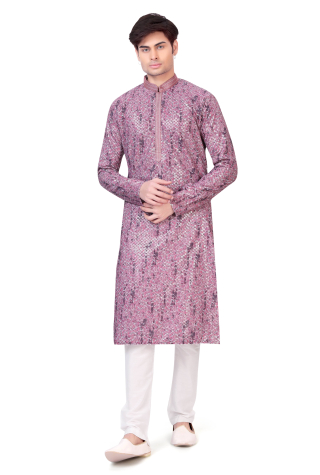 Pink Embroidered Kurta Set With Sequins