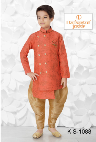 Indo-Western Asymmetric Style Kurta in Orange