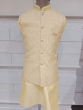 Beige Jacket With Kurta Pajama Set In Brocade Dupion Silk 