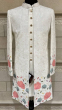 White Floral Embroidered Jacket Indo Western in Silk