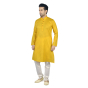 Basic Printed Cotton Kurta Pajama Set in Yellow