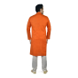 Basic Printed Cotton Kurta Pajama Set in Orange