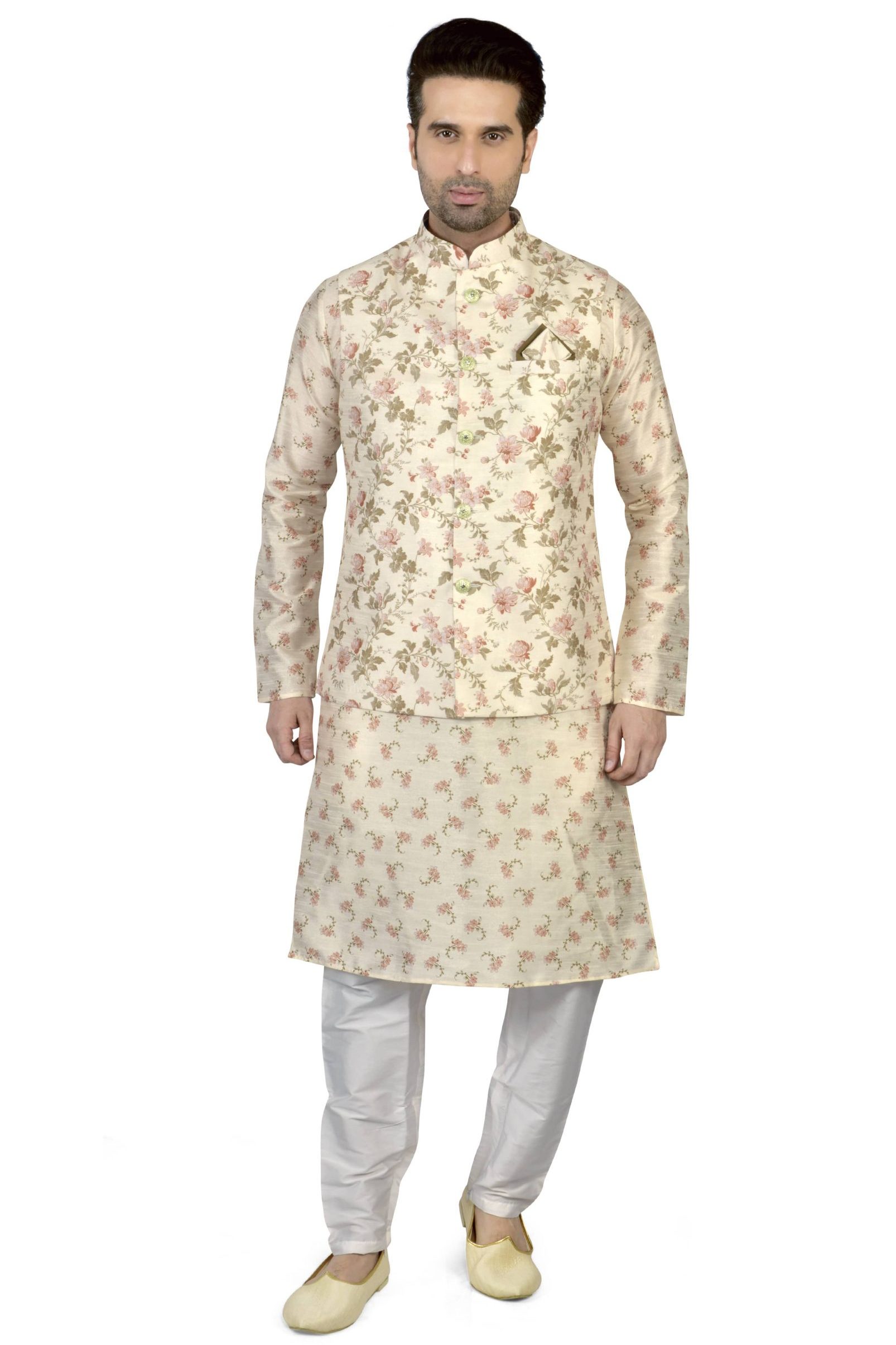 Buy Mens Printed Kurta Set With Nehru Jacket For Party Wear- at Sasya –  sasyafashion